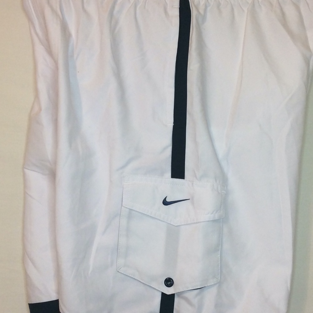 Nike Mens White w/Blue Trim Swim Trunks - Picture 2 of 7
